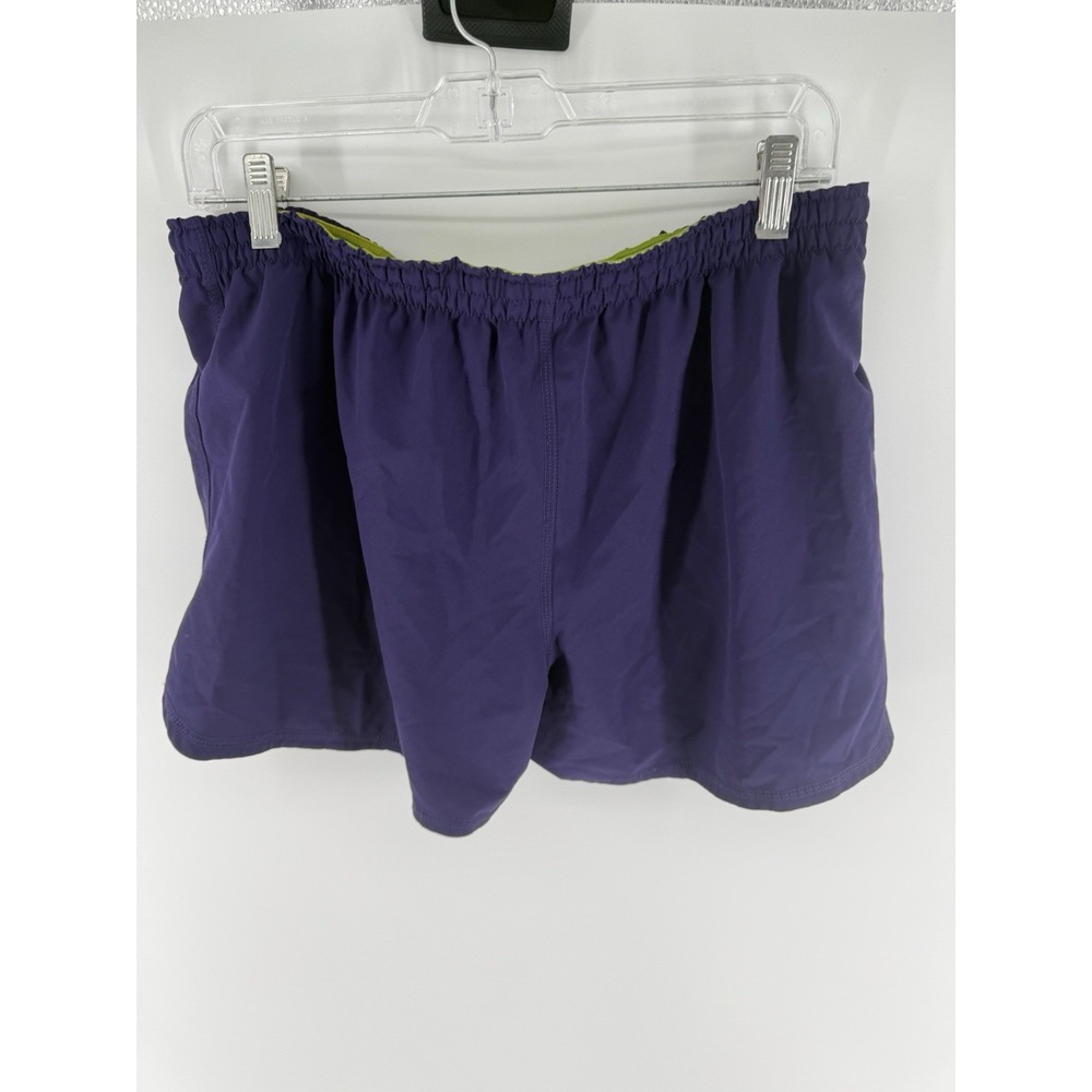Nike Dri-FIT 2-in-1 Running Shorts Women's Large Purple Green Built-In Liner - Picture 2 of 7
